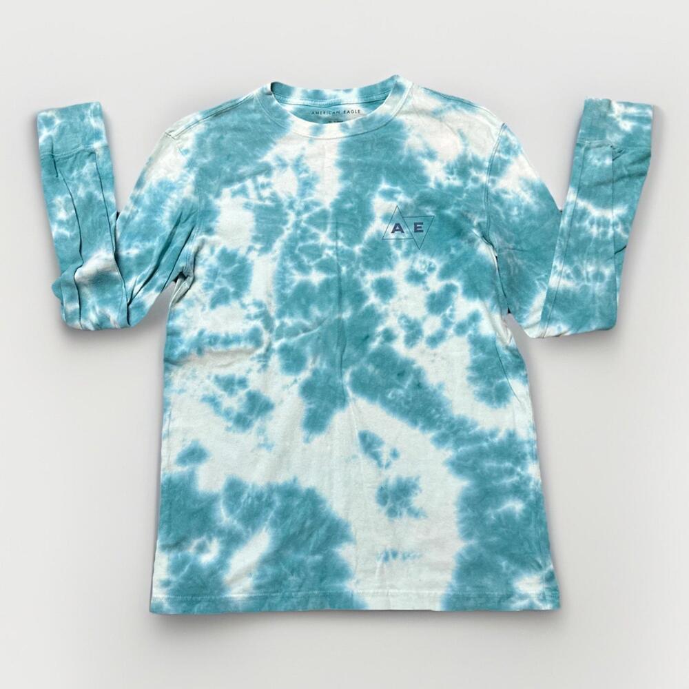American Eagle  Tie Die Blue Medium Long Sleeved T- Shirt‎ XS Extra Small